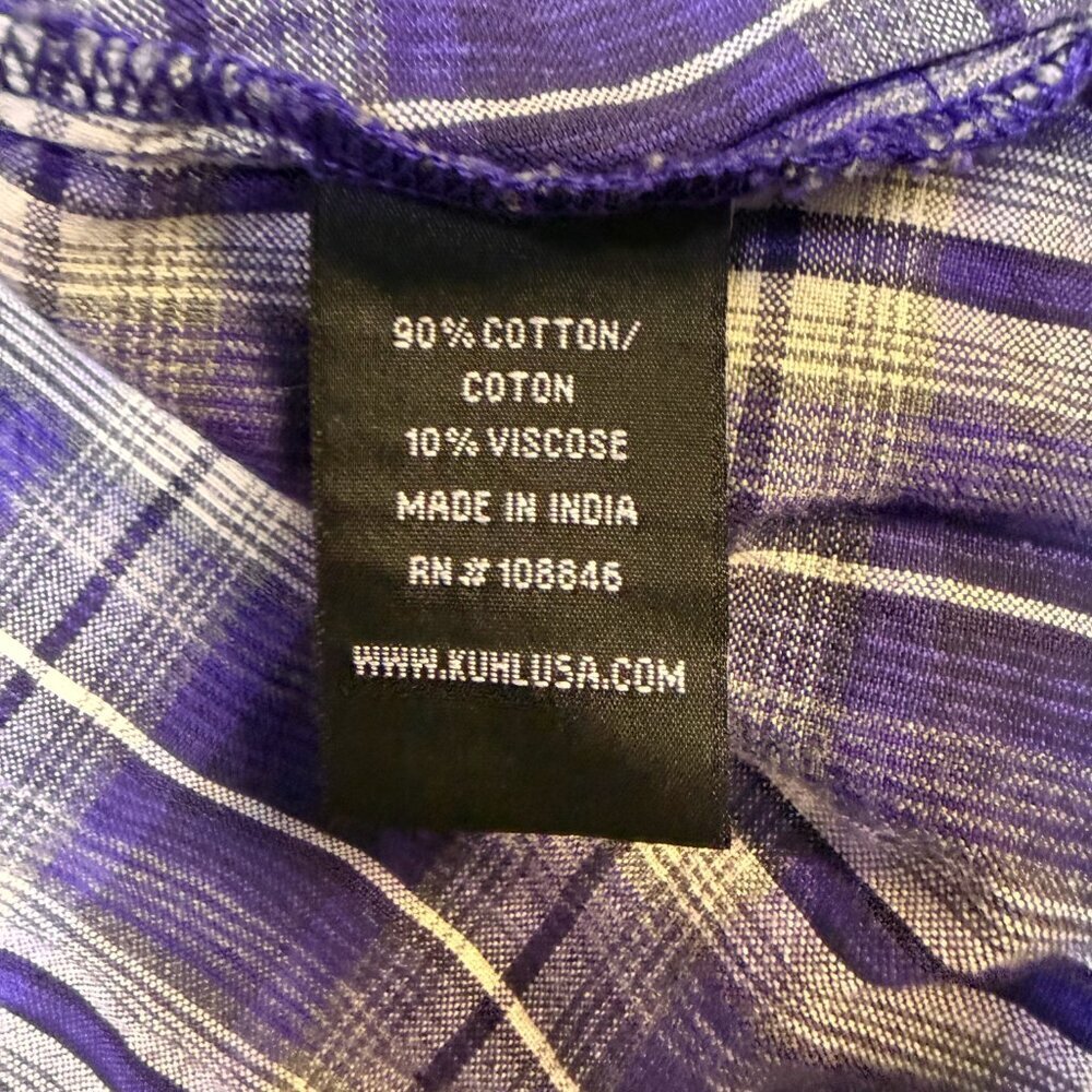 KÜHL Women’s Snap Shirt XL Purple Plaid Long Sleeve EUC - Picture 7 of 11